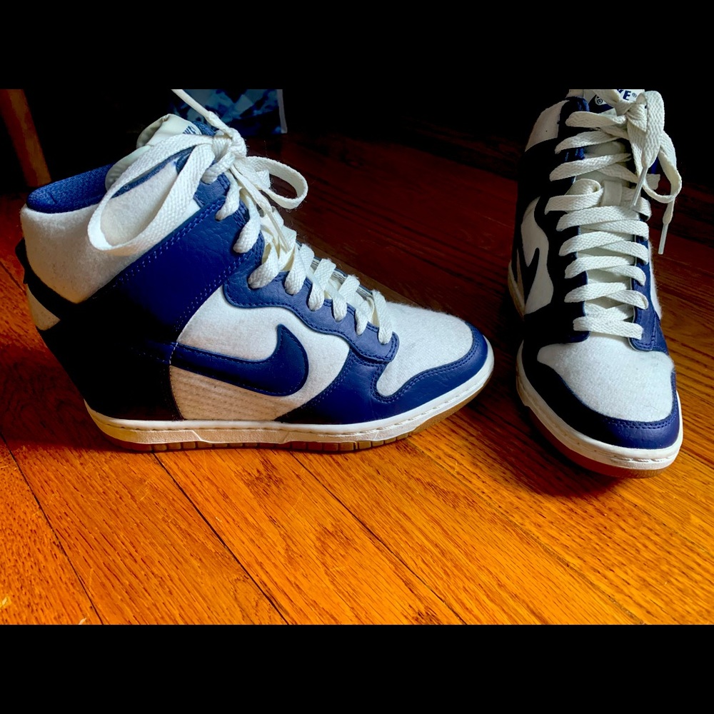 NEW womens Nike blue and white platform sneakers